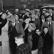 First Lady Eleanor Roosevelt (third from left) at the 1937 dedication of Lakeview Terrace, the nation&rsquo;s first public housing