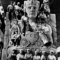 Support for humanitarian aid to the unemployed: Stone carvers responsible for the iconic pylons of the Lorain-Carnegie Bridge, a rare Depression-era construction project completed in 1932 with bond funds approved before the stock market crash