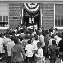 An east-side Cleveland elementary school, 1963: growing frustration with what appears to be systematic segregation