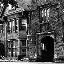 The formal entrance to the Judson Park retirement community, an independent living facility erected in 1974 next to the traditional nursing home established by the Baptist Home of Ohio in the former Bicknell mansion on Cleveland&rsquo;s east side