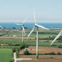 Advocating greater reliance on clean energy: a wind farm in northwestern Ohio
